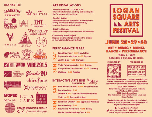 2023 Logan Square Arts Festival Trifold